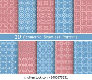 Set of seamless line patterns. Colorful geometric backgrounds collection. Endless repeating linear texture for wallpaper, packaging, banners, invitations, business cards, fabric print