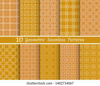 Set of seamless line patterns. Colorful geometric backgrounds collection. Endless repeating linear texture for wallpaper, packaging, banners, invitations, business cards, fabric print