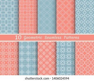 Set of seamless line patterns. Colorful geometric backgrounds collection. Endless repeating linear texture for wallpaper, packaging, banners, invitations, business cards, fabric print