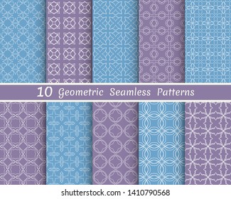 Set of seamless line patterns. Colorful geometric backgrounds collection. Endless repeating linear texture for wallpaper, packaging, banners, invitations, business cards, fabric print