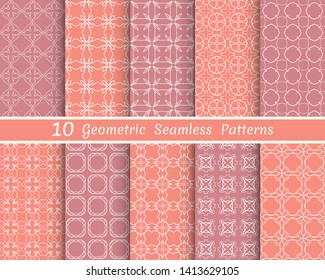 Set of seamless line patterns. Colorful geometric backgrounds collection. Endless repeating linear texture for wallpaper, packaging, banners, invitations, business cards, fabric print
