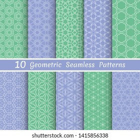 Set of seamless line patterns. Colorful geometric backgrounds collection. Endless repeating linear texture for wallpaper, packaging, banners, invitations, business cards, fabric print