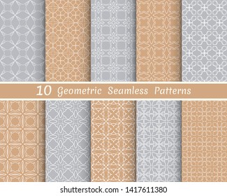 Set of seamless line patterns. Colorful geometric backgrounds collection. Endless repeating linear texture for wallpaper, packaging, banners, invitations, business cards, fabric print