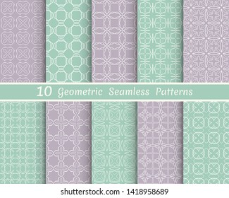 Set of seamless line patterns. Colorful geometric backgrounds collection. Endless repeating linear texture for wallpaper, packaging, banners, invitations, business cards, fabric print