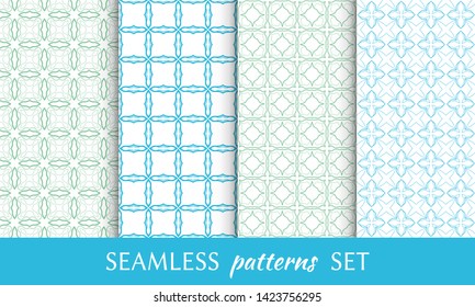 Set of seamless line patterns. Colorful geometric backgrounds collection. Endless repeating linear texture for wallpaper, packaging, banners, invitations, business cards, fabric print