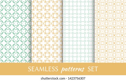 Set of seamless line patterns. Colorful geometric backgrounds collection. Endless repeating linear texture for wallpaper, packaging, banners, invitations, business cards, fabric print