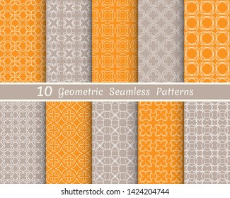 Set of seamless line patterns. Colorful geometric backgrounds collection. Endless repeating linear texture for wallpaper, packaging, banners, invitations, business cards, fabric print