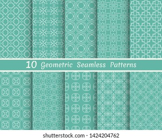 Set of seamless line patterns. Colorful geometric backgrounds collection. Endless repeating linear texture for wallpaper, packaging, banners, invitations, business cards, fabric print