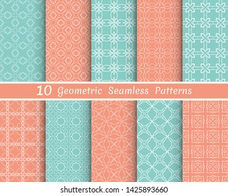 Set of seamless line patterns. Colorful geometric backgrounds collection. Endless repeating linear texture for wallpaper, packaging, banners, invitations, business cards, fabric print