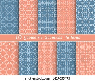 Set of seamless line patterns. Colorful geometric backgrounds collection. Endless repeating linear texture for wallpaper, packaging, banners, invitations, business cards, fabric print