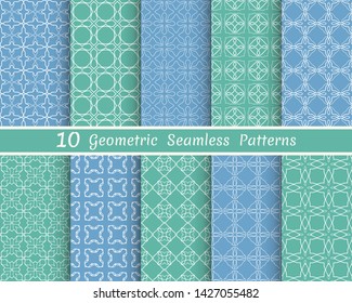 Set of seamless line patterns. Colorful geometric backgrounds collection. Endless repeating linear texture for wallpaper, packaging, banners, invitations, business cards, fabric print