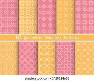 Set of seamless line patterns. Colorful geometric backgrounds collection. Endless repeating linear texture for wallpaper, packaging, banners, invitations, business cards, fabric print