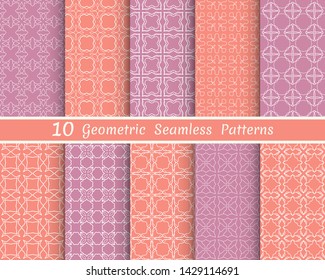 Set of seamless line patterns. Colorful geometric backgrounds collection. Endless repeating linear texture for wallpaper, packaging, banners, invitations, business cards, fabric print