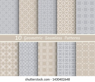 Set of seamless line patterns. Colorful geometric backgrounds collection. Endless repeating linear texture for wallpaper, packaging, banners, invitations, business cards, fabric print