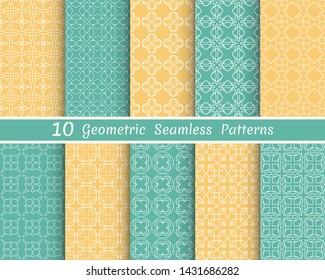 Set of seamless line patterns. Colorful geometric backgrounds collection. Endless repeating linear texture for wallpaper, packaging, banners, invitations, business cards, fabric print