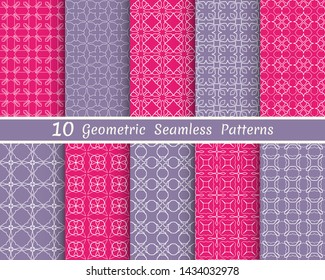 Set of seamless line patterns. Colorful geometric backgrounds collection. Endless repeating linear texture for wallpaper, packaging, banners, invitations, business cards, fabric print