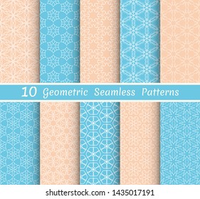 Set of seamless line patterns. Colorful geometric backgrounds collection. Endless repeating linear texture for wallpaper, packaging, banners, invitations, business cards, fabric print