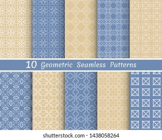 Set of seamless line patterns. Colorful geometric backgrounds collection. Endless repeating linear texture for wallpaper, packaging, banners, invitations, business cards, fabric print