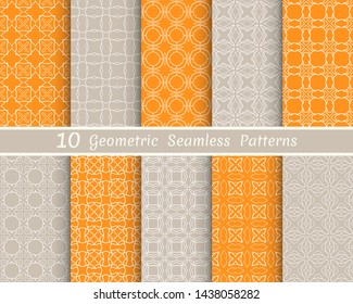 Set of seamless line patterns. Colorful geometric backgrounds collection. Endless repeating linear texture for wallpaper, packaging, banners, invitations, business cards, fabric print