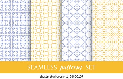 Set of seamless line patterns. Colorful geometric backgrounds collection. Endless repeating linear texture for wallpaper, packaging, banners, invitations, business cards, fabric print