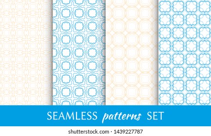 Set of seamless line patterns. Colorful geometric backgrounds collection. Endless repeating linear texture for wallpaper, packaging, banners, invitations, business cards, fabric print