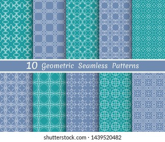 Set of seamless line patterns. Colorful geometric backgrounds collection. Endless repeating linear texture for wallpaper, packaging, banners, invitations, business cards, fabric print