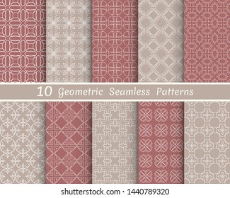 Set of seamless line patterns. Colorful geometric backgrounds collection. Endless repeating linear texture for wallpaper, packaging, banners, invitations, business cards, fabric print
