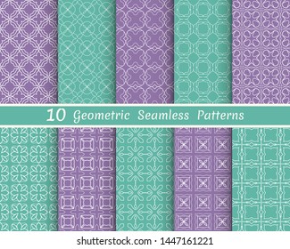 Set of seamless line patterns. Colorful geometric backgrounds collection. Endless repeating linear texture for wallpaper, packaging, banners, invitations, business cards, fabric print