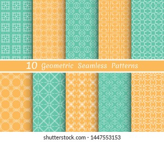 Set of seamless line patterns. Colorful geometric backgrounds collection. Endless repeating linear texture for wallpaper, packaging, banners, invitations, business cards, fabric print