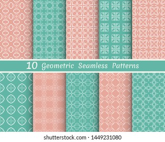 Set of seamless line patterns. Colorful geometric backgrounds collection. Endless repeating linear texture for wallpaper, packaging, banners, invitations, business cards, fabric print