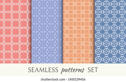 Set of seamless line patterns. Colorful geometric backgrounds collection. Endless repeating linear texture for wallpaper, packaging, banners, invitations, business cards, fabric print