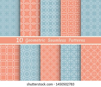 Set of seamless line patterns. Colorful geometric backgrounds collection. Endless repeating linear texture for wallpaper, packaging, banners, invitations, business cards, fabric print