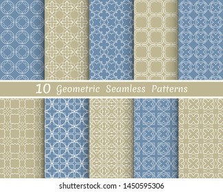 Set of seamless line patterns. Colorful geometric backgrounds collection. Endless repeating linear texture for wallpaper, packaging, banners, invitations, business cards, fabric print