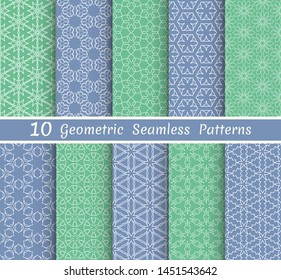 Set of seamless line patterns. Colorful geometric backgrounds collection. Endless repeating linear texture for wallpaper, packaging, banners, invitations, business cards, fabric print