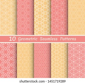 Set of seamless line patterns. Colorful geometric backgrounds collection. Endless repeating linear texture for wallpaper, packaging, banners, invitations, business cards, fabric print