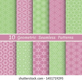 Set of seamless line patterns. Colorful geometric backgrounds collection. Endless repeating linear texture for wallpaper, packaging, banners, invitations, business cards, fabric print