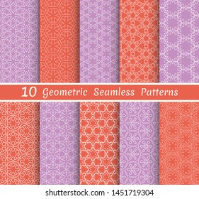 Set of seamless line patterns. Colorful geometric backgrounds collection. Endless repeating linear texture for wallpaper, packaging, banners, invitations, business cards, fabric print