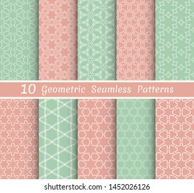 Set of seamless line patterns. Colorful geometric backgrounds collection. Endless repeating linear texture for wallpaper, packaging, banners, invitations, business cards, fabric print
