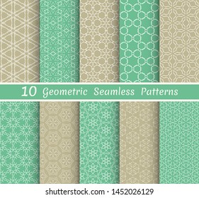Set of seamless line patterns. Colorful geometric backgrounds collection. Endless repeating linear texture for wallpaper, packaging, banners, invitations, business cards, fabric print