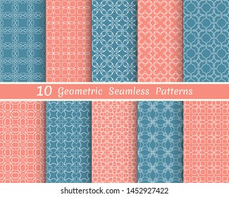 Set of seamless line patterns. Colorful geometric backgrounds collection. Endless repeating linear texture for wallpaper, packaging, banners, invitations, business cards, fabric print