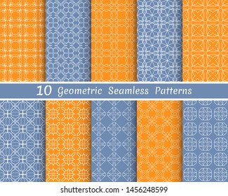 Set of seamless line patterns. Colorful geometric backgrounds collection. Endless repeating linear texture for wallpaper, packaging, banners, invitations, business cards, fabric print