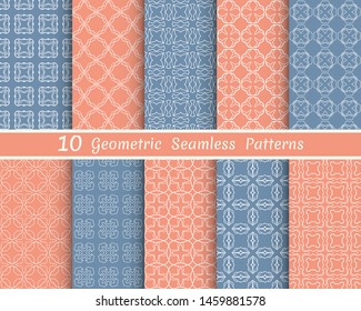 Set of seamless line patterns. Colorful geometric backgrounds collection. Endless repeating linear texture for wallpaper, packaging, banners, invitations, business cards, fabric print