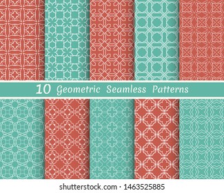 Set of seamless line patterns. Colorful geometric backgrounds collection. Endless repeating linear texture for wallpaper, packaging, banners, invitations, business cards, fabric print