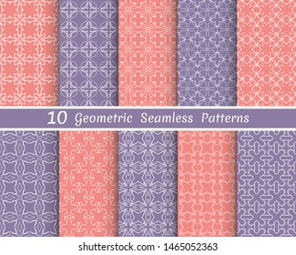 Set of seamless line patterns. Colorful geometric backgrounds collection. Endless repeating linear texture for wallpaper, packaging, banners, invitations, business cards, fabric print