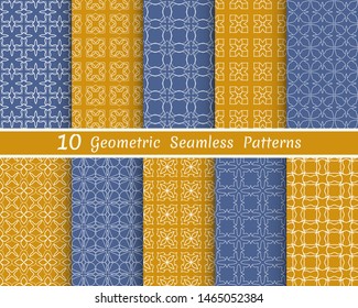 Set of seamless line patterns. Colorful geometric backgrounds collection. Endless repeating linear texture for wallpaper, packaging, banners, invitations, business cards, fabric print