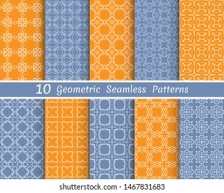 Set of seamless line patterns. Colorful geometric backgrounds collection. Endless repeating linear texture for wallpaper, packaging, banners, invitations, business cards, fabric print
