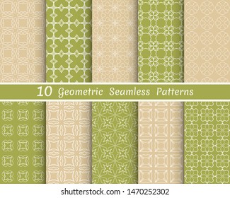 Set of seamless line patterns. Colorful geometric backgrounds collection. Endless repeating linear texture for wallpaper, packaging, banners, invitations, business cards, fabric print