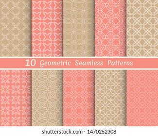 Set of seamless line patterns. Colorful geometric backgrounds collection. Endless repeating linear texture for wallpaper, packaging, banners, invitations, business cards, fabric print