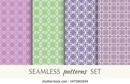Set of seamless line patterns. Colorful geometric backgrounds collection. Endless repeating linear texture for wallpaper, packaging, banners, invitations, business cards, fabric print