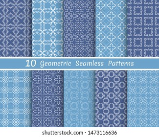 Set of seamless line patterns. Colorful geometric backgrounds collection. Endless repeating linear texture for wallpaper, packaging, banners, invitations, business cards, fabric print